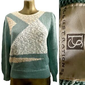 ILLUSTRATIONS Vintage 80s Sequin Adorned Pullover SWEATER Size Small